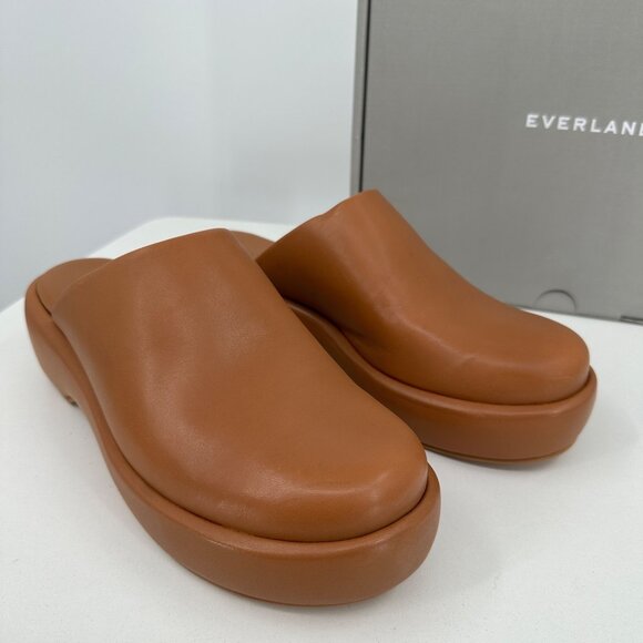 Everlane The Puffa Flatform in Brown Leather sz 7.5 Women's Chunky Platform Clog - Picture 1 of 12